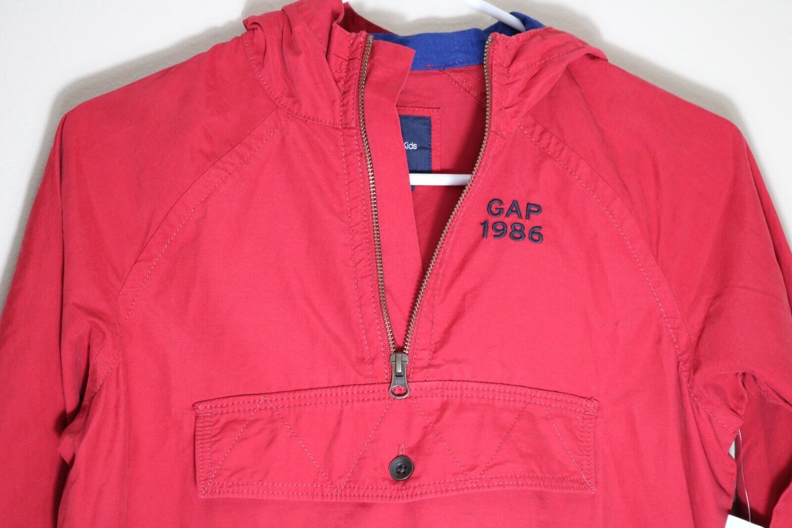 GAP 1986 Kids Boys Red Pullover Windbreaker Jacket Coat Size 8 NWT - $29.67
