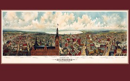 3550.Panoramic view 1898 Milwaukee Wisconsin POSTER.Sharp.Home School art decor - $17.10+