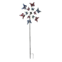 Laser Cut Metal Butterfly Garden Twirler Wind Spinner Stake 72 Inches High - £38.37 GBP