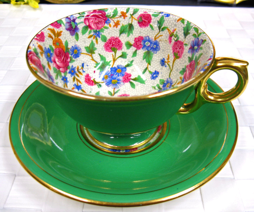 ROYAL WINTON GREEN  OLD COTTAGE VICTORIAN'S TEA CUP AND SAUCER DUO - $136.19
