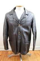 Vtg Yves Saint Laurent 44 Brown Leather Jacket Car Coat - $214.23