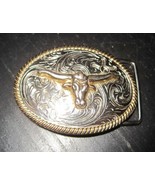 Vintage Small Ladies COWGIRL RODEO BULL Horns Western Belt Buckle - $570.20 MXN