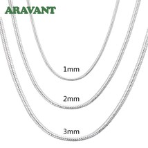 925 Silver 1MM/2MM/3MM Chain Necklace For Men Women Silver Necklaces Fashion Jew - $16.85