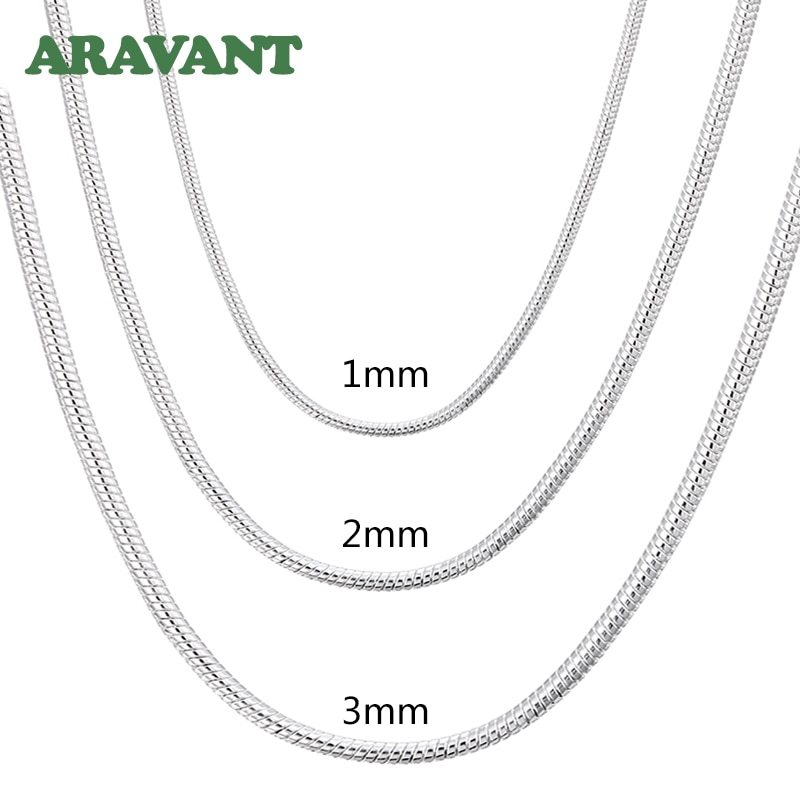 925 Silver 1MM/2MM/3MM Chain Necklace For Men Women Silver Necklaces Fashion Jew - £13.46 GBP