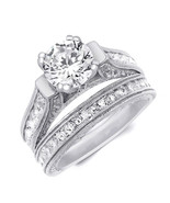 2 Carat Wedding Band Engagement Ring Set Round Cut 6x6mm Real Silver Siz... - €71,78 EUR