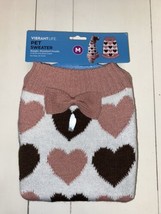 Vibrant Life Warm Dog Sweater DUSTY Pink HEARTS Pattern SIZE M 20-50lbs - $13.99