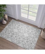jinchan Kitchen Runner Rug 2x6 Moroccan Floral Non Slip Grey Runner - $25.69 CAD