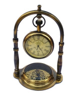 WAVE NAUTICAL -Antique Brass Pendulum Watch/Clock Nautical Watch with Compass  - £47.45 GBP