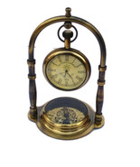 WAVE NAUTICAL -Antique Brass Pendulum Watch/Clock Nautical Watch with Co... - £46.66 GBP