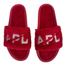 APL Women’s Shearling Furry Slide Sandals in Red/Silver Size 10 - $65.40