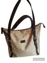 Tommy Hilfiger Signature Shopper Handbag Bag Khaki &amp; Brown - $32.91