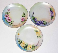 Thomas Bavaria Set 3 Hand Painted Floral 6” Dessert Plates - Signed - £11.39 GBP