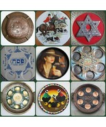Judaica Vintage Hanukkah Plate Tray Jewish Brass Bronze Porcelain Islami... - $153.95 MXN+