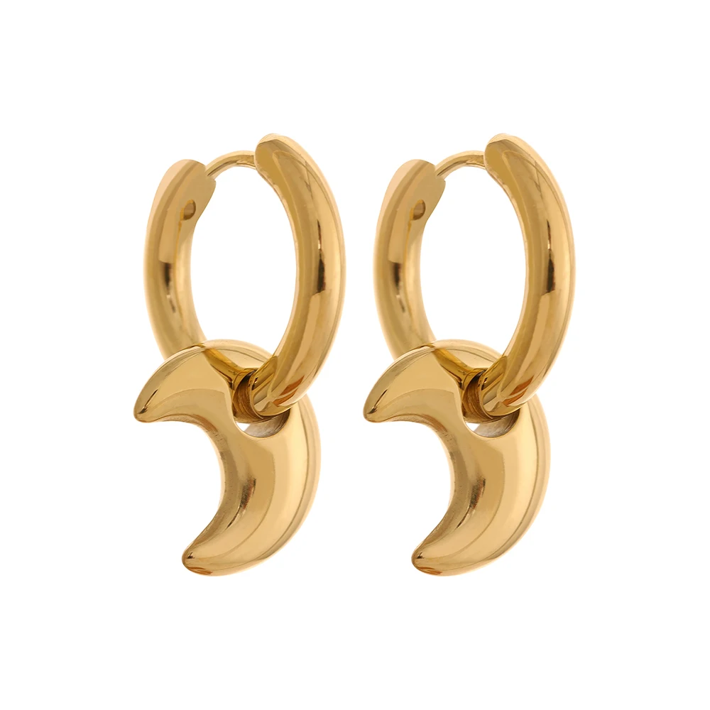 Art pendant drop hoop huggie earrings 18k gold plated trendy waterproof stainless steel thumb200