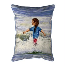 Betsy Drake Girl in Surf 20x24 Extra Large Zippered Indoor Outdoor Pillow - £49.34 GBP