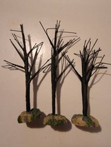 Lot Of 3 Miniature Figures Halloween Village Figurines Mini Dead Trees  - £29.76 GBP