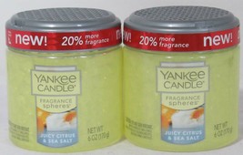 Yankee Candle Fragrance Spheres Odor Beads Lot Set Of 2 Juicy Citrus &amp; Sea Salt - £20.67 GBP