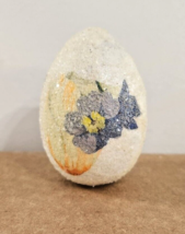 Ceramic Egg Flower Mica Glitter 2.5&quot; Easter Decoration Figurine Vintage - £9.71 GBP