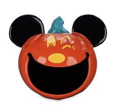 WDW Disney Parks Halloween Mickey Mouse Pumpkin Ceramic Candy Bowl Decor - $45.98