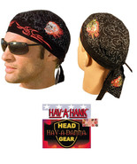 Hav-A-Danna Skull Tattoo Tribal Fire LINED FITTED TIED HEAD BANDANA DOO ... - $12.99