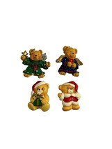 Vintage Lot of 4 Christmas Teddy Bear Pins Brooches Angels Santa Claus P... - $11.88