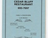 Peggy &amp; Bill&#39;s Cedar Bluff Restaurant Menu Executive Park Dr Knoxville T... - £14.24 GBP