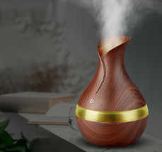 300ML USB Aroma Air Diffuser Wood Ultrasonic Humidifier - 7 colors (Red Wood) - £13.53 GBP