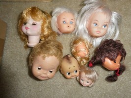 Lot of 8 Vintage 1960s 70s Vinyl Girl Character Doll Heads 2-3.5&quot; Tall - £22.68 GBP