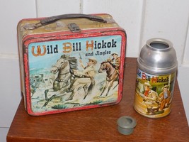 Vintage 1955 Wild Bill Hickok Metal Lunchbox and Thermos - $1,816.58 MXN