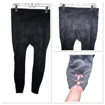 All In Motion Women Black Camo Full Length Leggings Cut Out Detail Size ... - $7.80