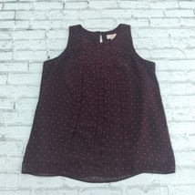 Loft Blouse Womens Small Red Polka Dot Sleeveless Lined Top Ruffle Front - £10.27 GBP