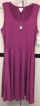 NWT LuLaRoe Medium Solid Fuchsia Magenta Purple Pink Knit Nikki Sleeveless Dress - £37.35 GBP
