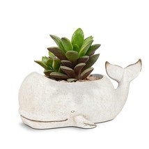 Large Whale Planter  15" Long Resin Gray Nautical Whimsy image 2