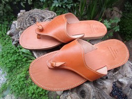 Men&#39;s Handmade Greek Leather Thong Flip Flop Sandals - £38.48 GBP+