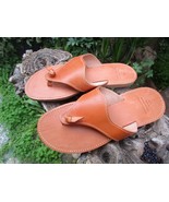 Men&#39;s Handmade Greek Leather Thong Flip Flop Sandals - £37.59 GBP+