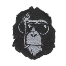 SMOKING GORILLA IRON ON PATCH 3.5&quot; Monkey Ape Biker Sunglasses Embroider... - $4.95