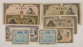 1930-1953 Japan 8-Notes Currency Set / Domestic Banknotes &amp; WW2 Allied M... - £39.56 GBP