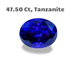 Magnificient GIA certified 47.59 Ct Natural Tanzanite vivid blue IF Loose Gemsto - £29,176.49 GBP