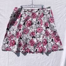 Lane Bryant Size 24 Pink Purple White Black Floral Skirt Side Zipper - £19.46 GBP