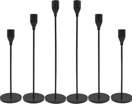 6Pcs Matte Black Candle Holders, Set of 6 Candlestick Holders for 3/4&quot; Taper Can - £30.51 GBP