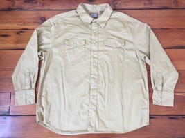 Vtg CE Schmidt Work Wear 100% Cotton Long Sleeve Snap Button Up 2XL XXL 54&quot; - $39.99