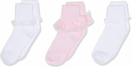 Jefferies Socks Girls School Uniform Ruffle Lace Cotton Dress Turn Cuff ... - £8.76 GBP