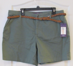 Gloria Vanderbilt Belted NIHMA Shorts Sage Moss Women&#39;s Sz 14 NWT - $18.42