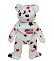 1998 “GLORY” TY BEANIE BABY USA FLAG WHITE WITH RED BLUE STARS 8.5 INCH - $5.00