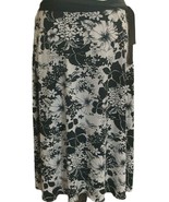 Susan Lawrence Womens Floral Print Flare Skirt Size L Side Tie Black White  - £7.76 GBP