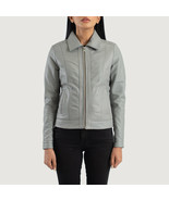 LE Vixen Grey Classic Collar Leather Jacket - £99.99 GBP+