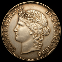 Swiss 5 Fr. Fantasy Medal Restrike – Plated Numismatic Collectible, Swis... - $18.28 CAD