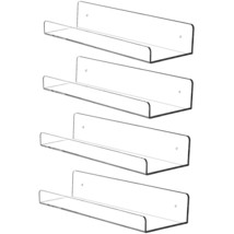 15" Invisible Acrylic Floating Wall Ledge Shelf, Wall Mounted Nursery Kids Books - £25.57 GBP