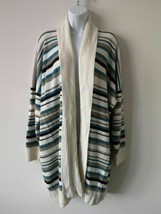 NWT ESKANDAR White Multi Cashmere Shawl Collar Striped Long Cardigan One... - $678.99