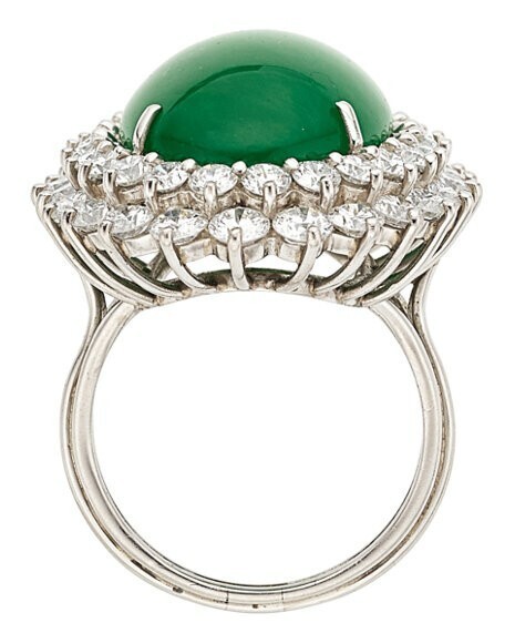 Natural Jadeite Jade, Diamond, and White Gold Ring Total Carat Weight: 19.85 ct Item image 2